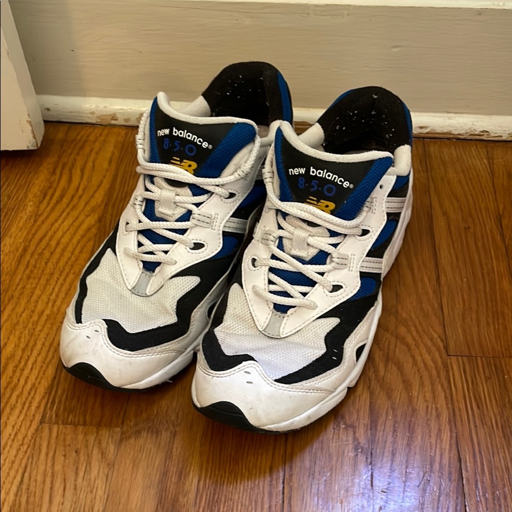 New Balance 530 Sneakers in White, Black, and Blue